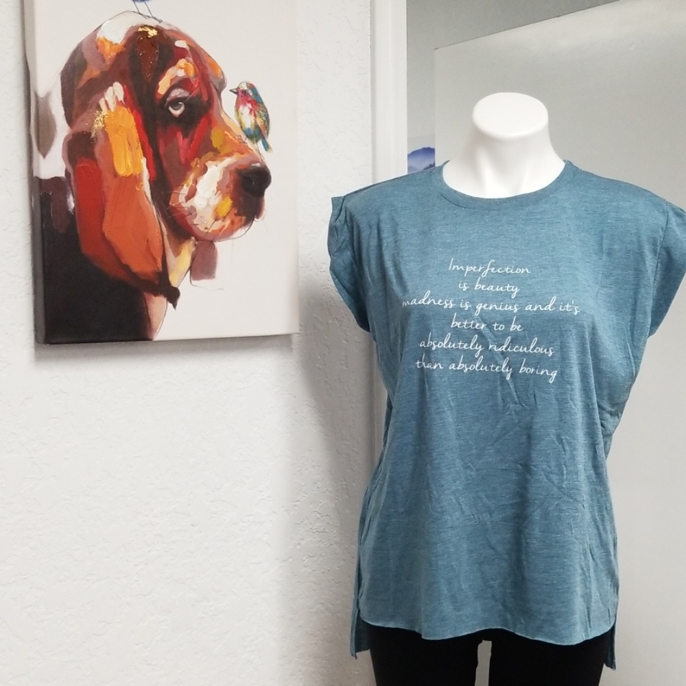Teal rolled sleeve tee